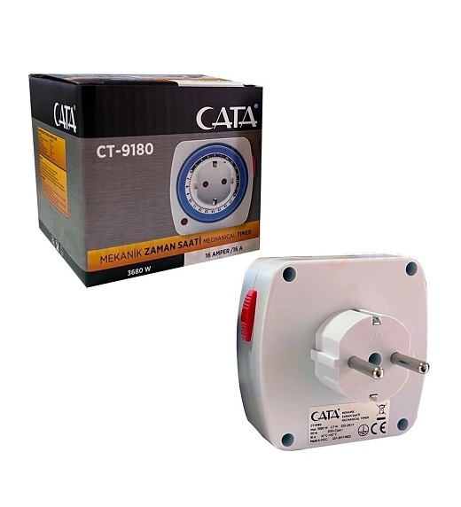 Cata 16 Amper Zaman Ayarlı Priz , Mekanik Timer Saatli Tabela Aydınlatma Prizi